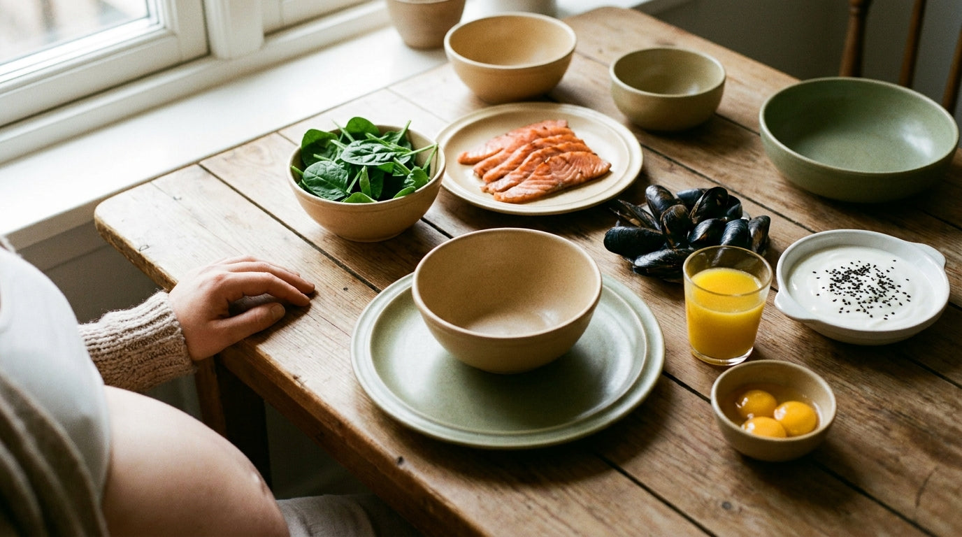 I nutrienti che contano davvero in gravidanza: ferro, B12, D, iodio, omega-3